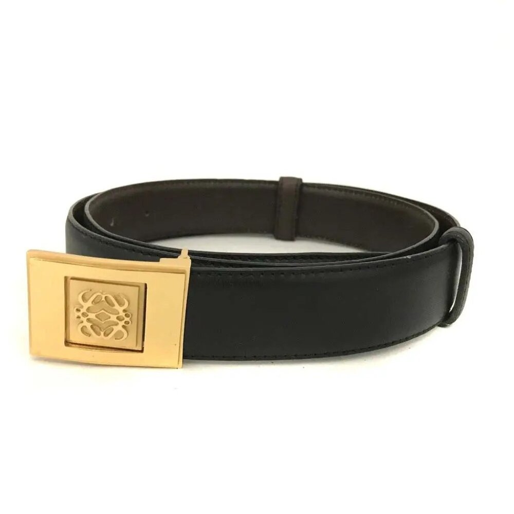 LOEWE Anagram Black Leather 80cm Mens Belt/4W1909